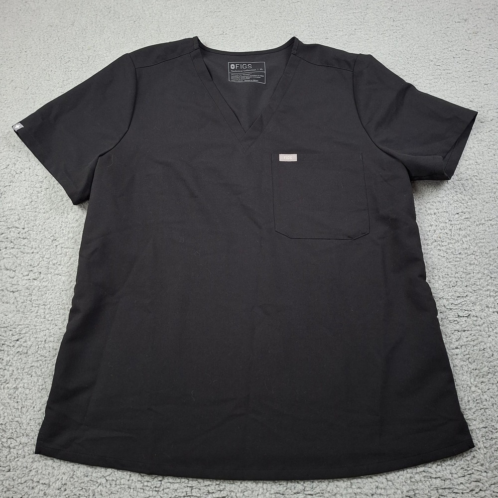 Figs Catarina One Pocket Scrub Top Women's XL Black Shirt style FW1000